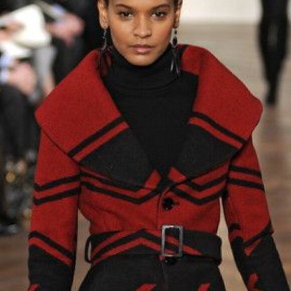 Ralph Lauren Fall 2008 Red & Black Southwestern Wool Beacon Blanket Jacket - Picture 8 of 16